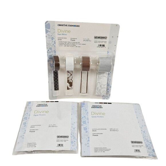 Creative Memories Diving Set Roibbons Paper Flowers Epoxy Stickers Scrapbook - Picture 1 of 12